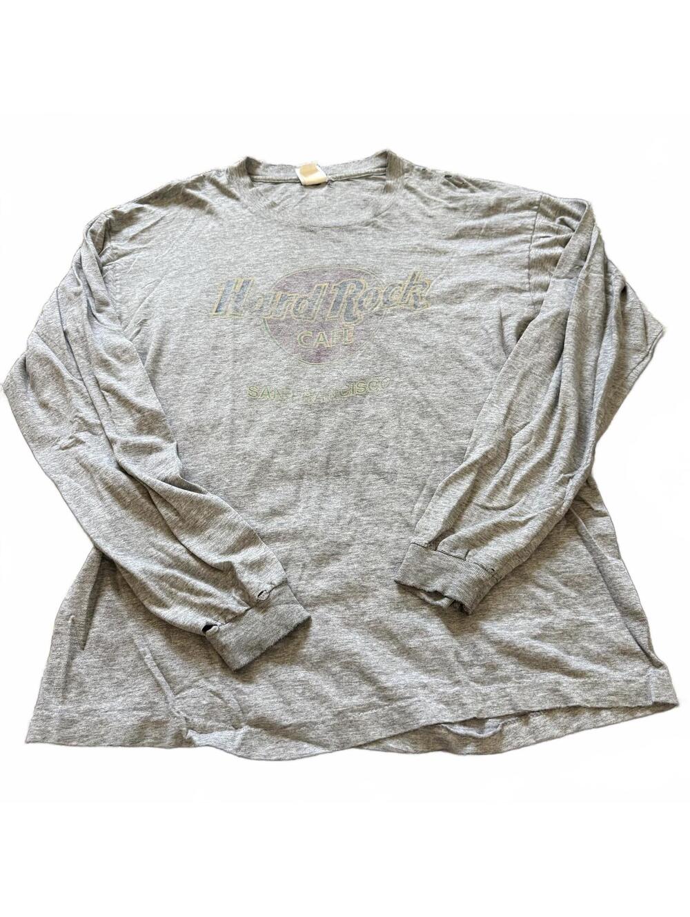 Hard Rock Cafe San Francisco Gray Long Sleeve T Shirt XL Vintage Grunge Tee